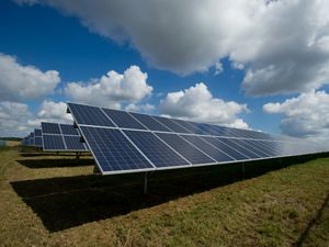 A large array of solar panels.